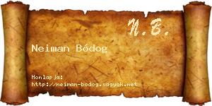 Neiman Bódog névjegykártya